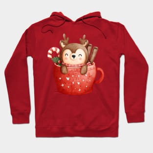 Cute Baby Christmas Reindeer In a Cup Hoodie